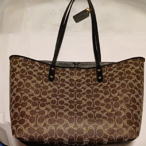 Coach Handbags - Coach Brown Patterned Tote Handbag